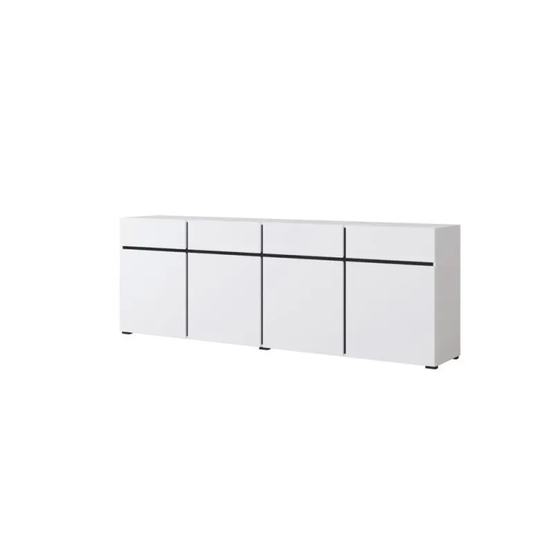 Sideboard Cross 4 dörrar med 4 lådor - Vit - Svart — Svart
