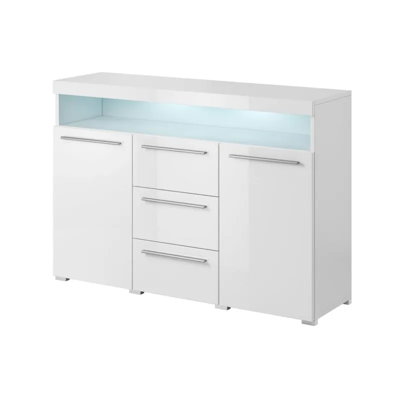 Sideboard Indien 2 Dörrar med 3 Lådor - Vit, 132 cm — Vit, 132 cm