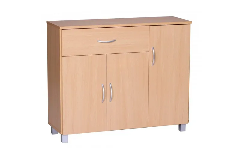 Sideboard Wohnling folierad spånskiva 90x75 cm, 3 dörrar 1 låda, modern stil Bok - Bok — Wohnling