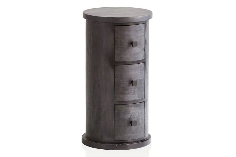 Sideboard Wohnling Runt massivt trä lantlig stil Svart, 3 lådor - Svart, 3 lådor — Wohnling