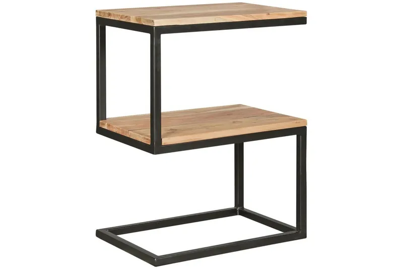 Sido bord Wohnling Massivt trä, S Cube, metallram i lantlig stil Akacia - Akacia — Wohnling