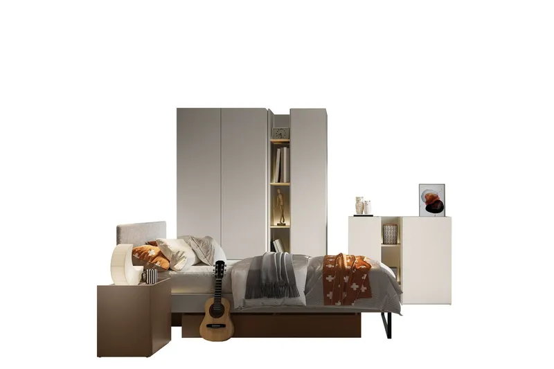 Sigmana Möbelset För Sovrum - Ljusgrå/Beige (Art.nr 3098649) — Ljusgrå/Beige