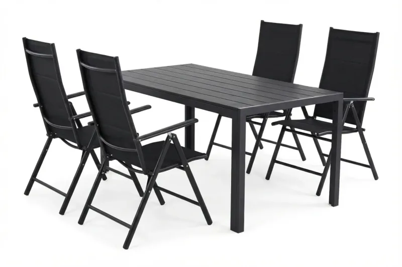 Siri Matgrupp utomhus 150 cm med 4 Maggie Vadderad Fällbar Positionsstol — Comfort Garden