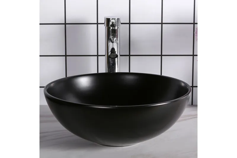 Skålformat handfat 40 cm Svart