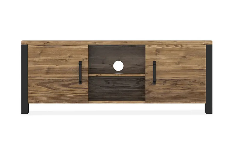 Skarebol TV-bänk 147 cm - Svart/Trä/Natur — Svart/Trä/Natur