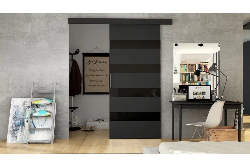 Skjutdörr ELVERUM LED-belysning - Svart (Art.nr 828596) — Svart