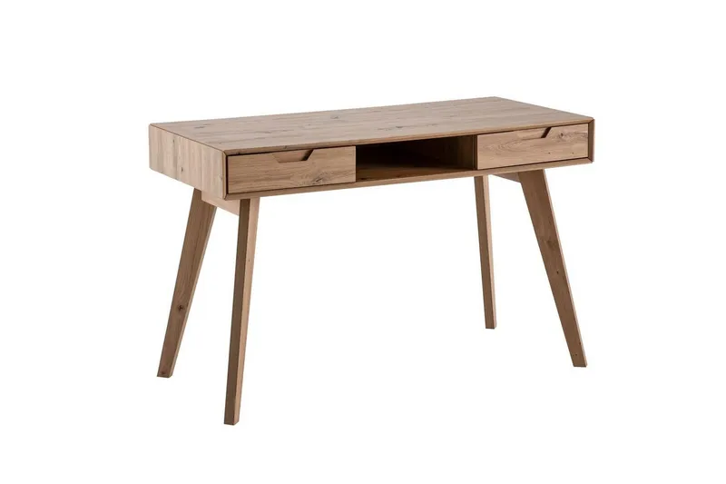 Skrivbord Wohnling Ek i trästil 120 cm med 2 lådor Förvaringsutrymme Modern — Wohnling