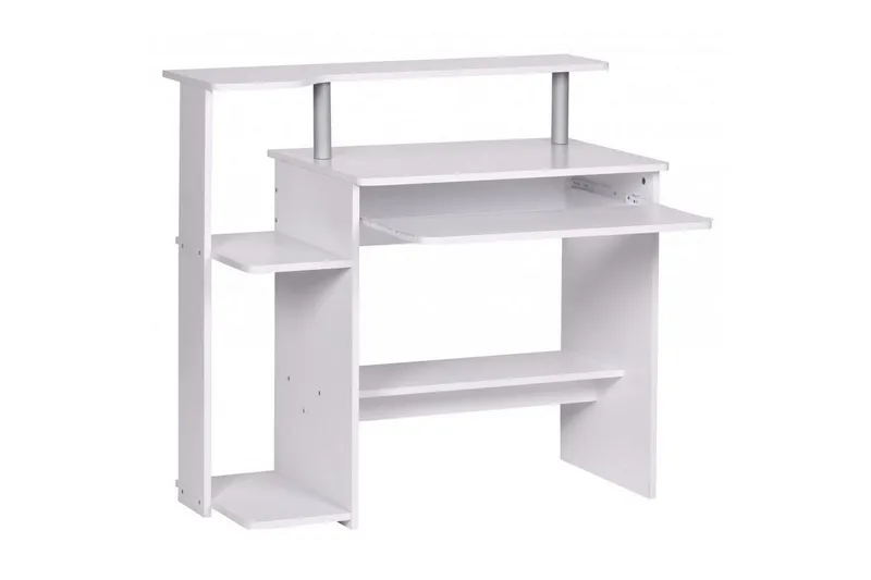 Skrivbord Wohnling för dator med hjul, tangentbord utdragbar, modern stil Vit - Vit — Wohnling