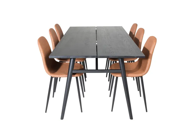 Sleek Matgrupp Förlängningsbar 195 cm Rektangulär med 6 Polar stolar - Svart (Art.nr 3058942) — Venture Home
