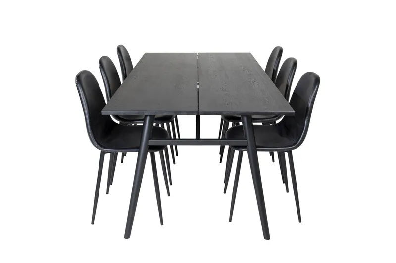 Sleek Matgrupp Förlängningsbar 195 cm Rektangulär med 6 Polar stolar - Svart (Art.nr 3058933) — Venture Home