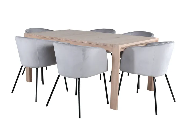Slider Matgrupp Förlängningsbar 170 cm Rektangulär med 6 Berit stolar - Svart — Venture Home