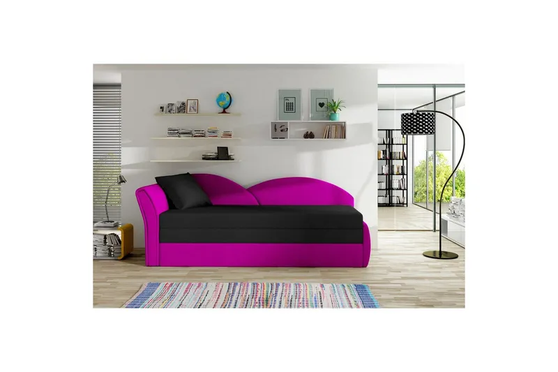 Soffa Eltap Aga 218x80x77 cm - Alova 04, Alova 76, Svart, Rosa, Vänster — Alova 04, Alova 76, Svart, Rosa, Vänster