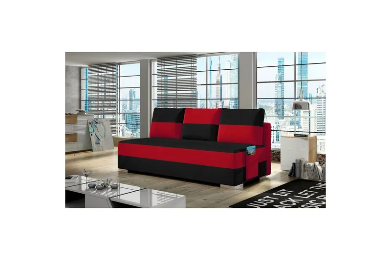 Soffa Eltap Atila 200x83x92 cm - Alova 04, Alova 46, Svart, Röd — Alova 04, Alova 46, Svart, Röd