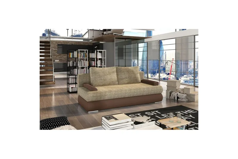 Soffa Eltap Milo 213x95x90 cm - Berlin 03, Soft 15, Beige, Brun — Berlin 03, Soft 15, Beige, Brun