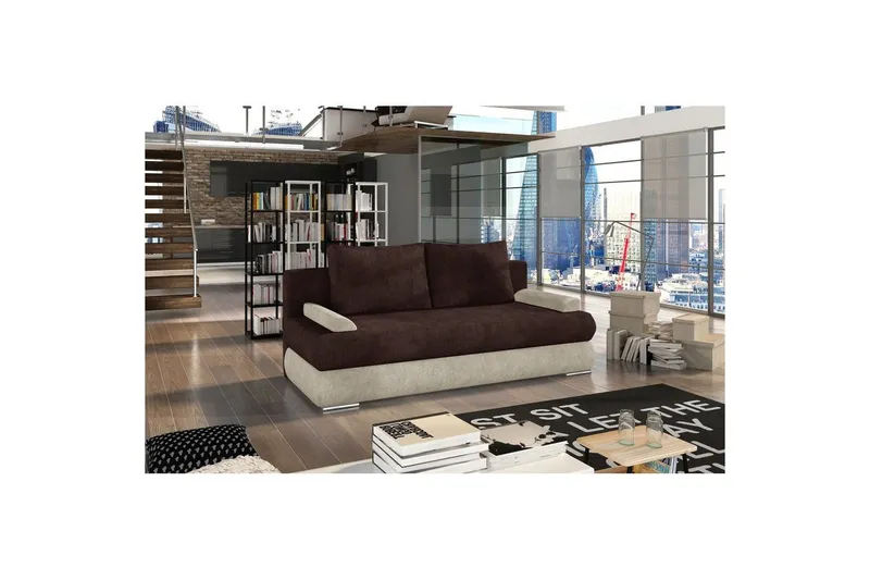 Soffa Eltap Milo 213x95x90 cm - Dora 28, Dora 21, Mörkbrun, Beige — Dora 28, Dora 21, Mörkbrun, Beige