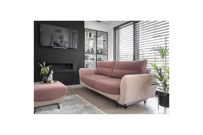 Soffa Eltap Silva 236x95x90 cm - Velvetmat 24, Matt Velvet 61, Rosa — Velvetmat 24, Matt Velvet 61, Rosa