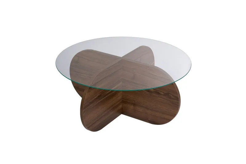 Soffbord Aeris 75 cm med Glasskiva - Valnöt / Transparent — Valnöt / Transparent