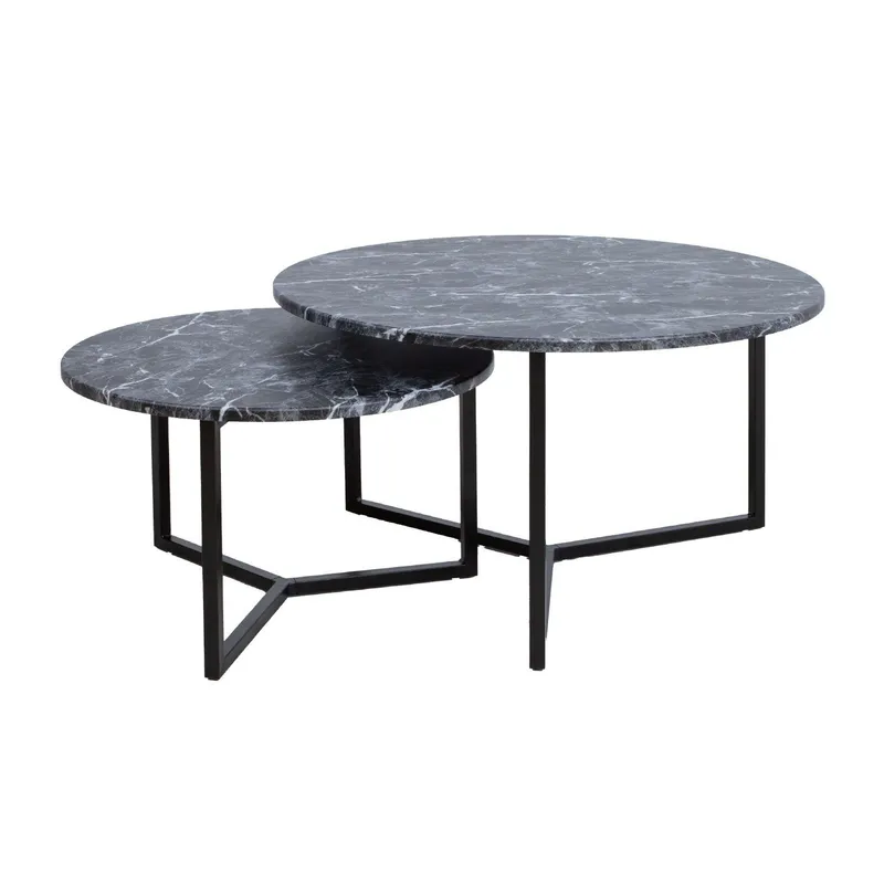 Soffbord AKIRA 2 st set 80x45 cm 60x37 cm - Mörkgrå — Mörkgrå