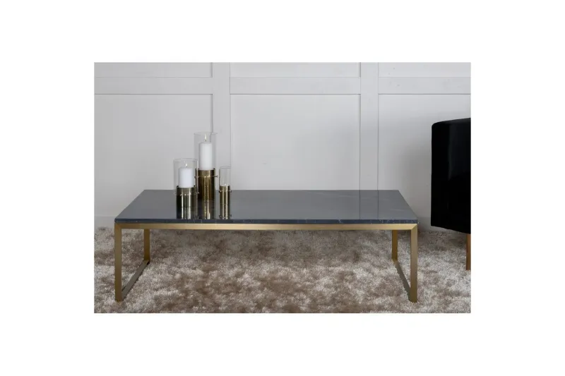 Soffbord Estelle Rektangulärt 60x120 cm Marmor - Grå / Mässing — Venture Home
