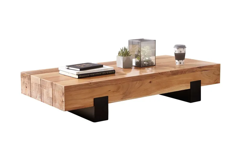 Soffbord Fuks 130 cm Runt - Akacia/Brun/Svart — Wohnling