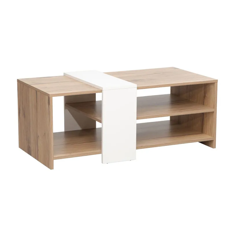 Soffbord Hannes 100x53x41,5 cm - Ljust rustikt trä / vit — Ljust rustikt trä / vit