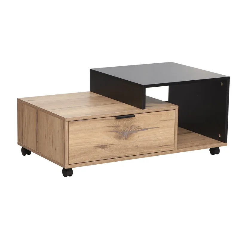 Soffbord Hannes 90x50x40 cm rustik / svart melamine - Ljust rustikt trä/svart — Ljust rustikt trä/svart
