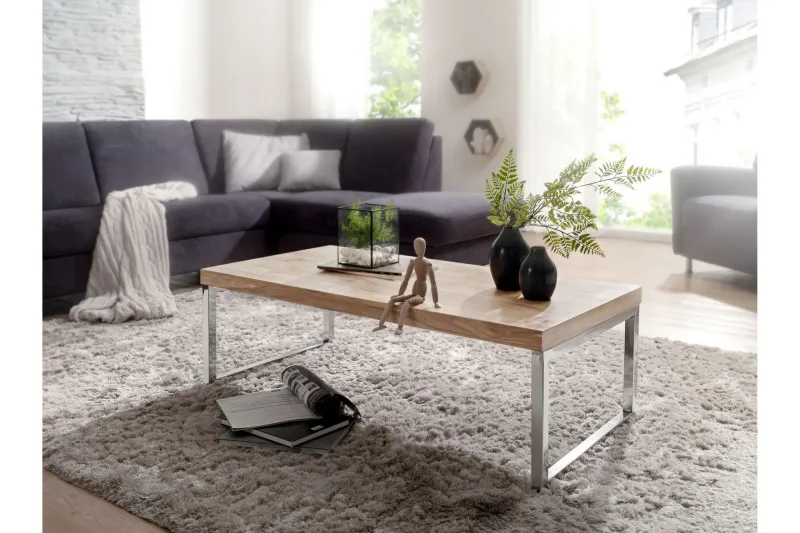 Soffbord Hocevar 120 cm - Akacia/Krom — Wohnling