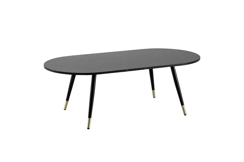 Soffbord Wohnling marmorlook 120 cm, oval modern stil Marmor Svart - Marmor Svart — Wohnling