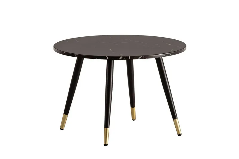 Soffbord Wohnling marmorlook 60 cm rund, modern stil Marmor Svart - Marmor Svart — Wohnling