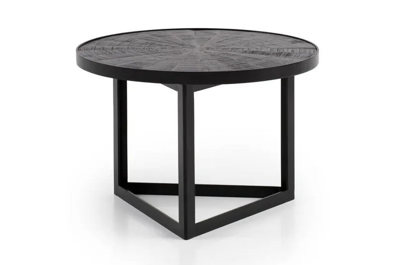 Soffbord Wohnling Runt massivt trä med stenfinish modern metallram — Wohnling