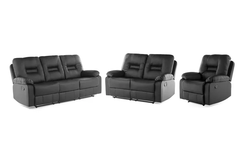 Soffgrupp 2-Sits+3-Sits+Fåtölj Bergen - Svart — Svart