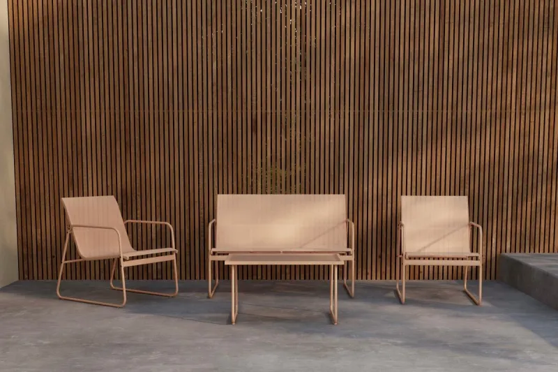 Soffgrupp Scopello 2-sits Soffa + 2 Fåtöljer med bord Utomhus - Beige — Venture Home