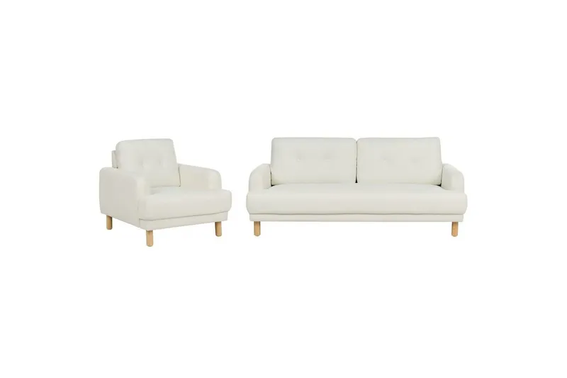 Soffgrupp Tuve Vit/ljust trä, Polyester - Vit/ljust trä, Polyester — Vit/ljust trä, Polyester