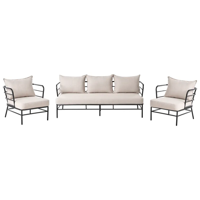 Soffgrupp utomhus 5-Sits Ponzone - Beige/Svart — Beige/Svart