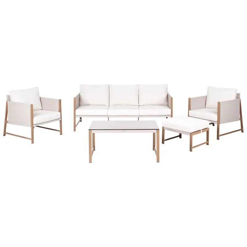 Soffgrupp utomhus med Bord och Fotpall 5-Sits Nola - Beige/Brun — Beige/Brun
