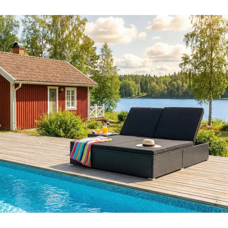 Solsäng 200×160 cm  Extra bred solsäng i svart | Glyxnäs — outl1.se