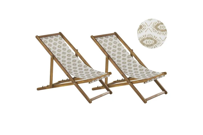 Solstol set om 2 Anzio - ljust trä/off-white/beige — ljust trä/off-white/beige