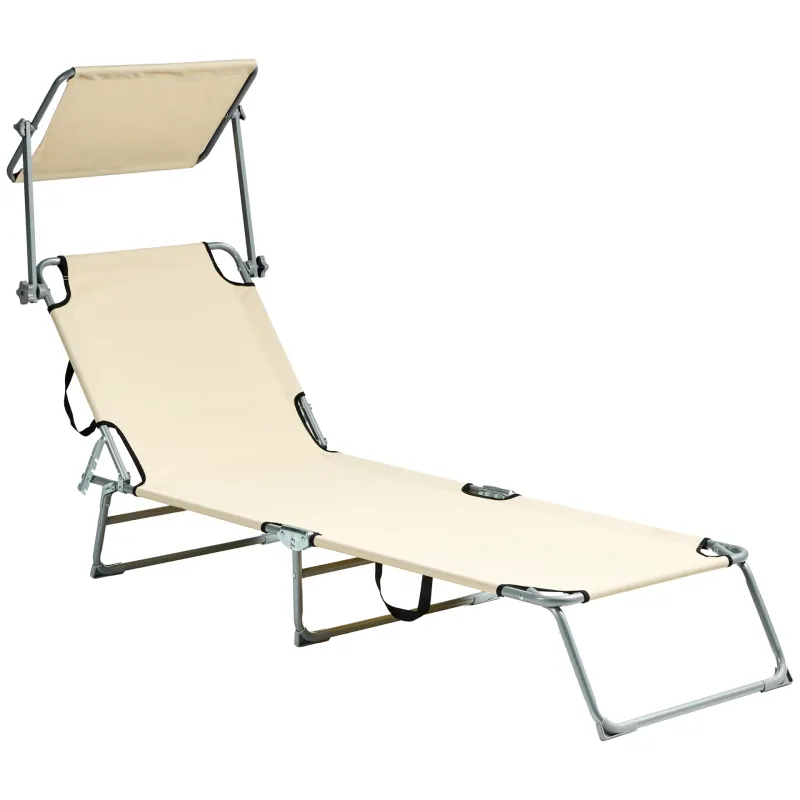 Solstol utomhus Foligno Stål - Beige/Silver — Beige/Silver