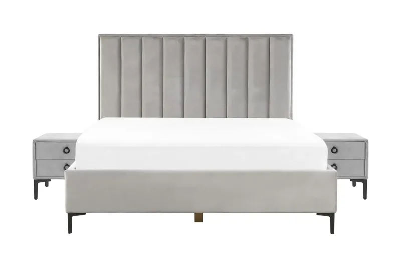 Sovrumsset dubbelsäng 180x200 cm grå SEZANNE - Grå — Grå