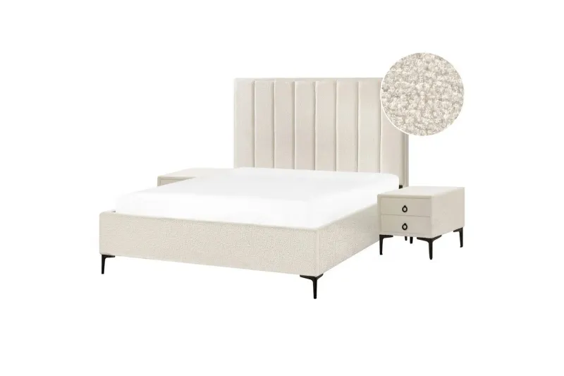 Sovrumsset Sezanne Vit/Svart, 160x200 cm, Bouclé - Vit/Svart, 160x200 cm, Bouclé — Vit/Svart, 160x200 cm, Bouclé