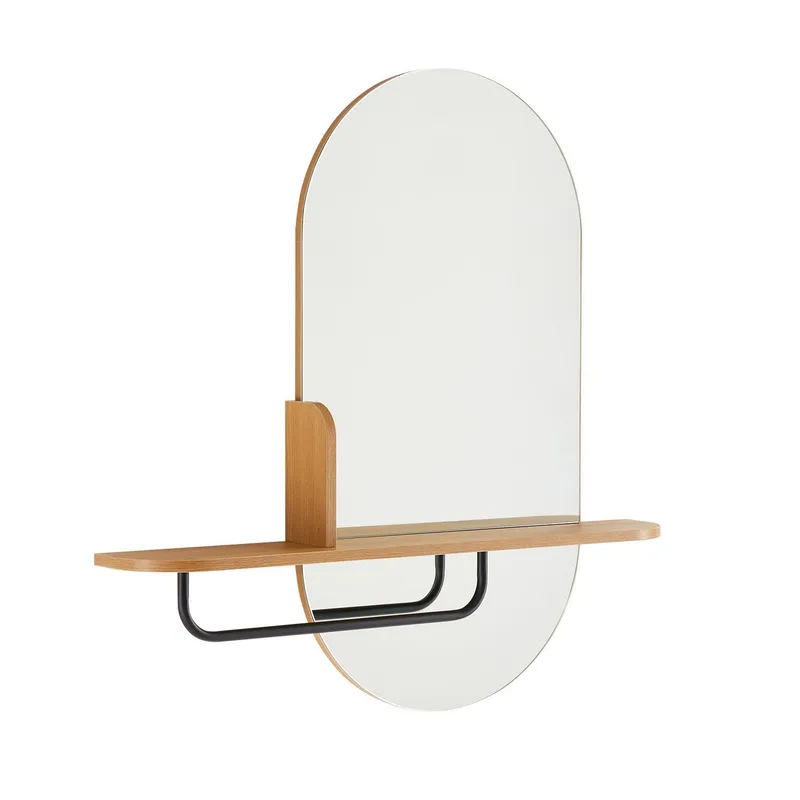 Spegel med hylla Aalborg 92x15x93 cm ek - brun — brun