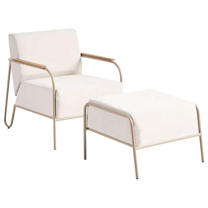 Stol utomhus Nimis med Fotpall - Beige — Beige