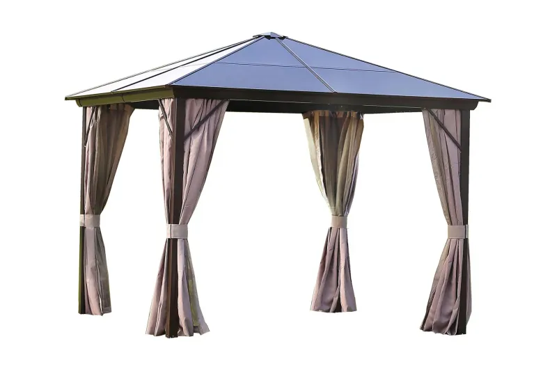 Sunsetia Paviljong 300x300x267 cm Polykarbonattak - Brun/Beige — Brun/Beige