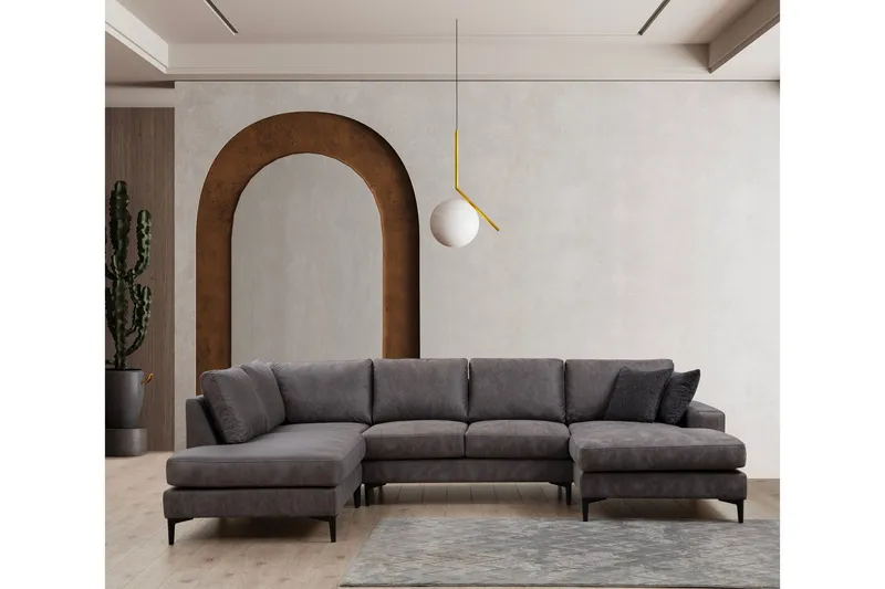 Svanabyn Soffa m. Divan och Schäslong 4-sits - Antracit (Art.nr 1794096) — Antracit