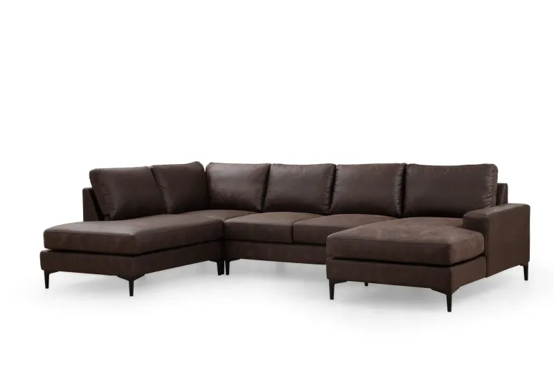 Svanabyn Soffa m. Divan och Schäslong 4-sits - Mörkbrun (Art.nr 1794099) — Mörkbrun
