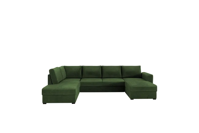 Taberk Bäddsoffa med Divan och Schäslong 4-sits i Chenille - Grön (Art.nr 3079772) — Grön