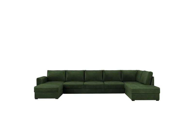 Taberk Bäddsoffa med Divan och Schäslong 5-sits i Chenille - Grön (Art.nr 3079763) — Grön