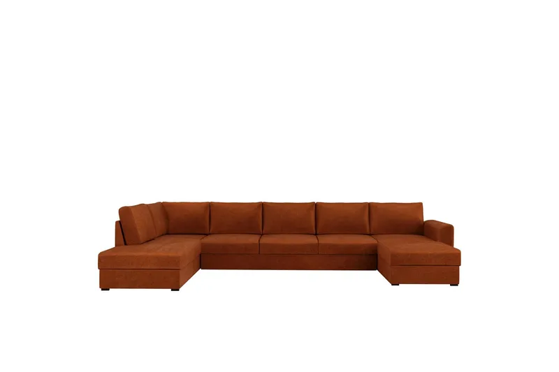 Taberk Bäddsoffa med Divan och Schäslong 5-sits i Chenille - Orange (Art.nr 3079832) — Orange
