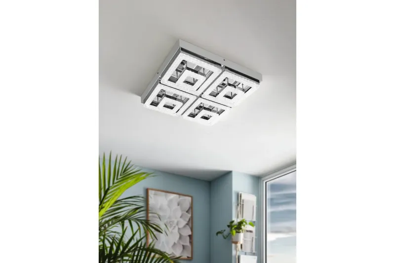 Taklampa Eglo Fradelo 520x520 mm - Krom/Grå — Eglo