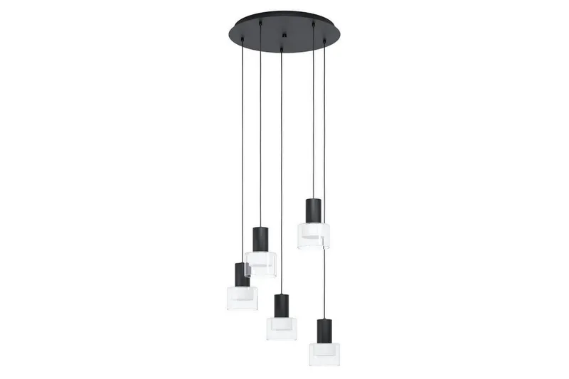 Takpendel Eglo Molineros Svart/Transparent Rondell med 5 Lampor — Eglo
